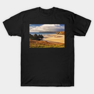 A sunny winter afternoon at Three Cliffs Bay, Gower T-Shirt